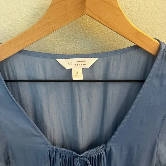 Women's LC Lauren Conrad blue Empire Waist Square Neck Midi Dress - Picture 3 of 4